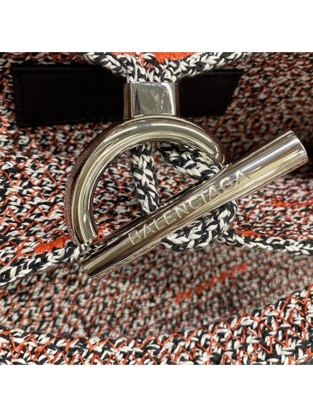 Balenciaga Handbag Zigzagga White Black Orange Leather - Picture 12 of 15